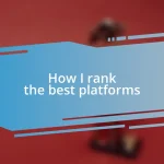 How I rank the best platforms