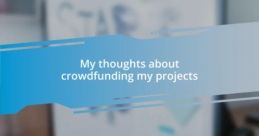 My thoughts about crowdfunding my projects